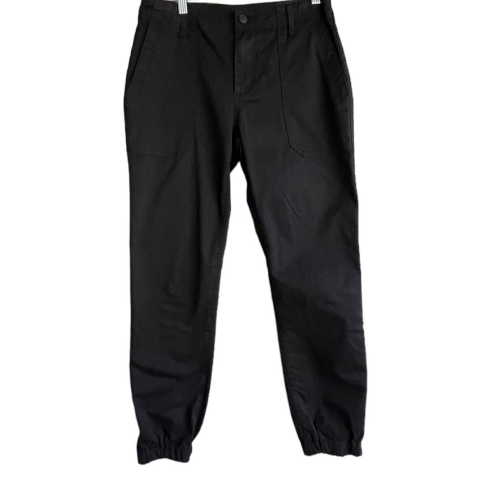 Vince. Denim Canvas Joggers Moto Zip Ankle Black Womens Size 27”